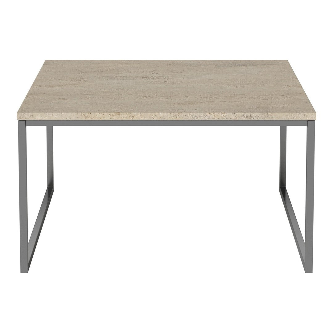 Light beige tabletop with subtle texture, paired with a sleek silver metal frame, offering a modern aesthetic.