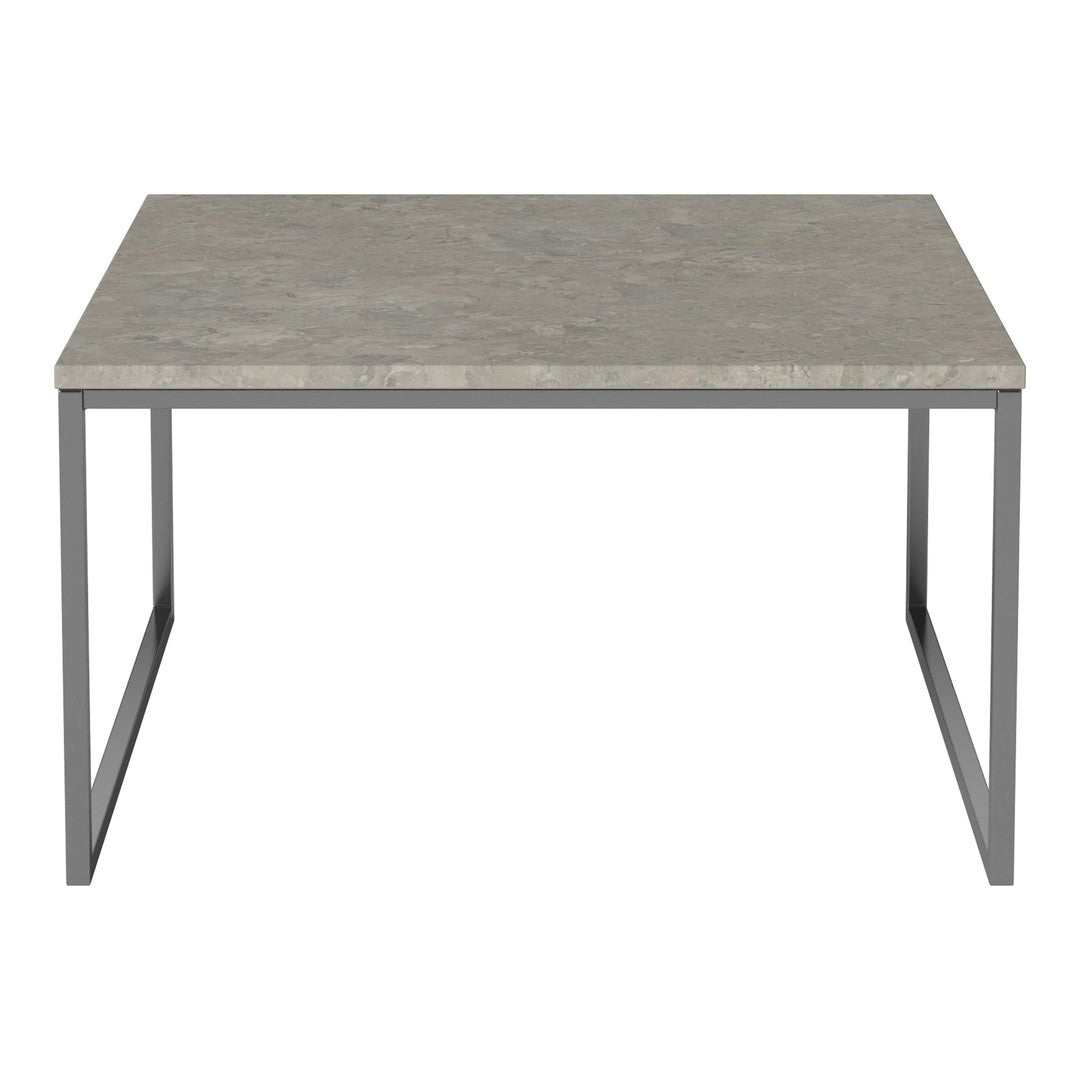 Gray textured tabletop with a modern silver metal frame, perfect for contemporary interiors.