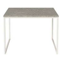 Gray marble tabletop with a sleek white metal frame. Perfect blend of modern elegance and minimalist design.