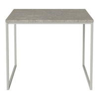 Gray textured tabletop with sleek silver metal legs, modern design suitable for various decor styles.