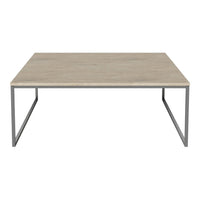 Gray rectangular coffee table with a smooth, light wood grain top and a sleek metallic frame. Perfect for modern decor.