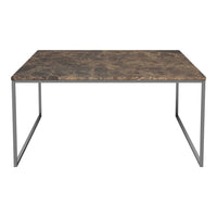Stunning gray and brown marbled tabletop with sleek metal legs, perfect for modern decor.