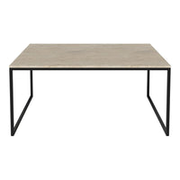 Light gray tabletop with a subtle texture, complemented by sleek black metal legs. Modern minimalist design.