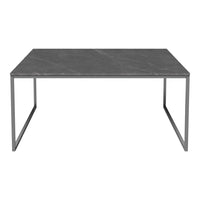 Gray marble tabletop with subtle white veining on a sleek metal frame. Modern and minimalistic design. Perfect for any decor.