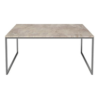 Gray marble tabletop with subtle veining, supported by a sleek metallic frame. Ideal for modern decor.