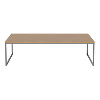 Light wood tabletop with a smooth finish, complemented by sleek metal legs in a minimalist design.