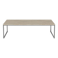 Modern gray and beige tabletop with a sleek metal frame, featuring a minimalist design and smooth finish.