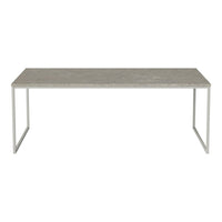 Gray marble table top with a smooth finish, complemented by sleek white metal legs for a modern look.