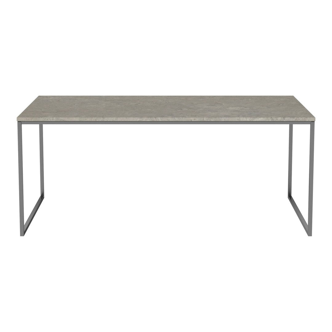 Gray stone tabletop with a sleek, minimalistic metal frame. Modern design ideal for contemporary spaces.