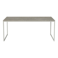Gray textured tabletop with sleek silver metal legs, perfect for contemporary spaces.