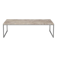 Gray marble tabletop with a sleek silver metal frame, offering a modern and stylish look. Perfect for contemporary spaces.