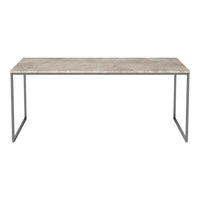 Gray concrete top desk with sleek metal legs, featuring a minimalist design and subtle texture. 