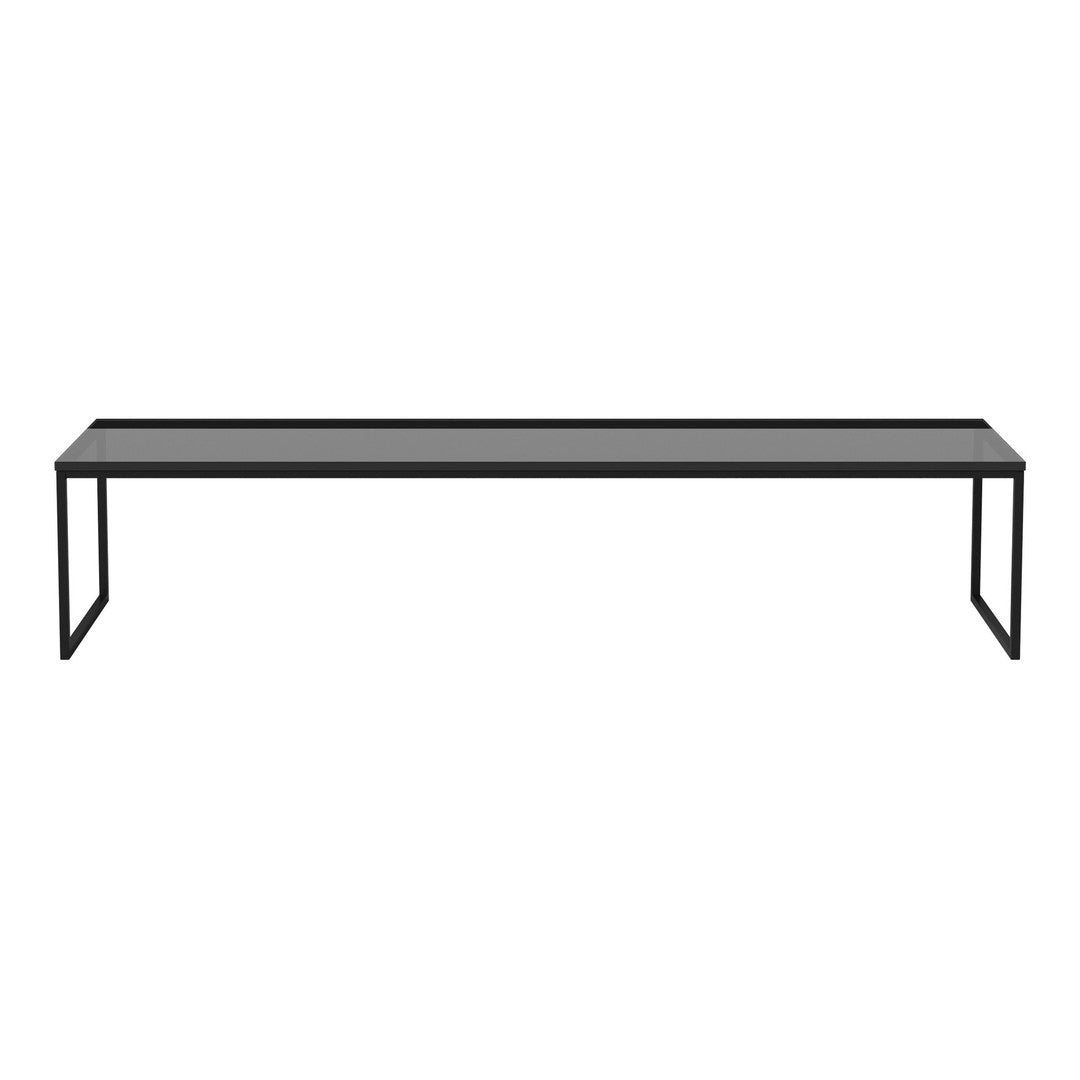 Sleek black metal frame with a smooth gray tabletop, offering a modern and minimalistic design.