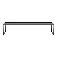 Sleek black metal frame with a smooth gray tabletop, offering a modern and minimalistic design.