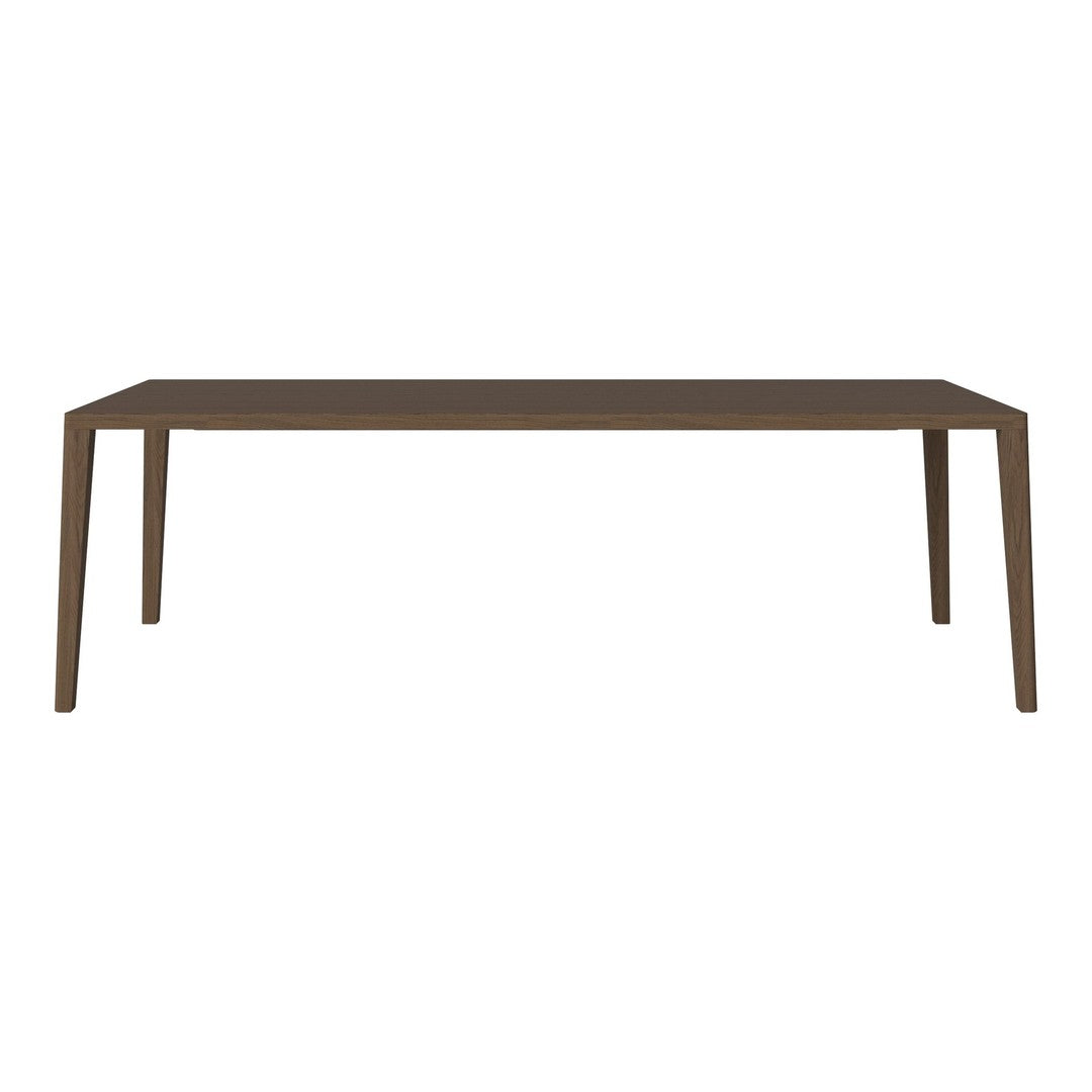 Modern rectangular table in rich brown finish, featuring a sleek, minimal design with smooth edges. Perfect for contemporary spaces.