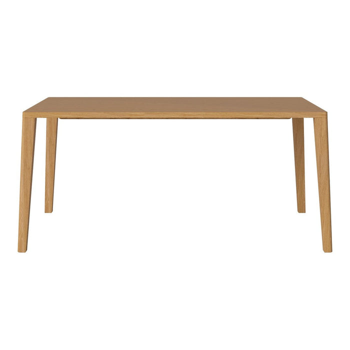 Natural wood dining table in light oak finish with a sleek, minimalist design and clean lines. Perfect for modern decor.