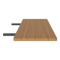 Natural wood grain tabletop in warm oak finish with sleek gray metal accents. Perfect for modern decor.