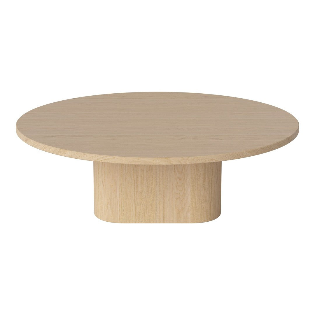 Light wooden round coffee table with a smooth finish and minimalist design. Perfect for modern living spaces.