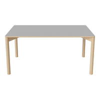Gray tabletop with natural wood legs, featuring a sleek, modern design suitable for various decor styles.