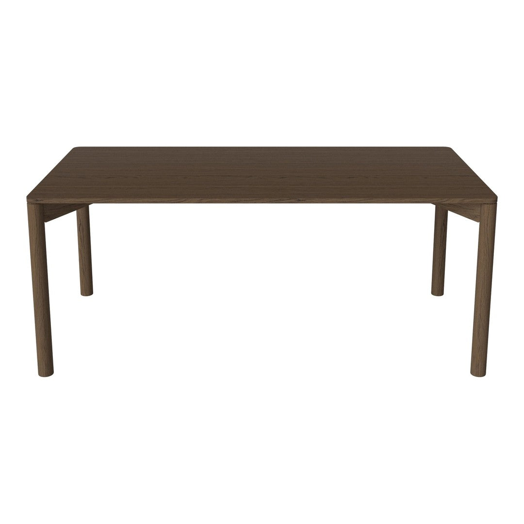 Brown wooden dining table with a sleek, solid surface and clean lines. Perfect for modern interiors.