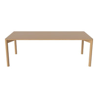 Light beige rectangular table with a smooth surface and minimalistic design, perfect for modern decor.