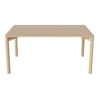 Light beige rectangular table with a smooth surface and simple, minimalistic design. Perfect for modern decor.
