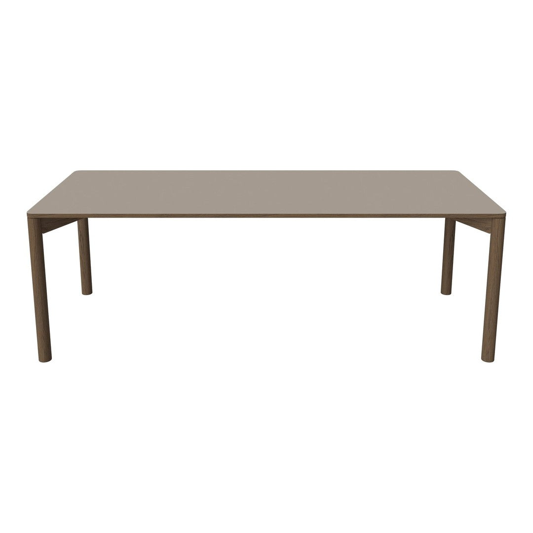 Taupe rectangle dining table with sleek, minimalist design and smooth surface, ideal for modern decor.