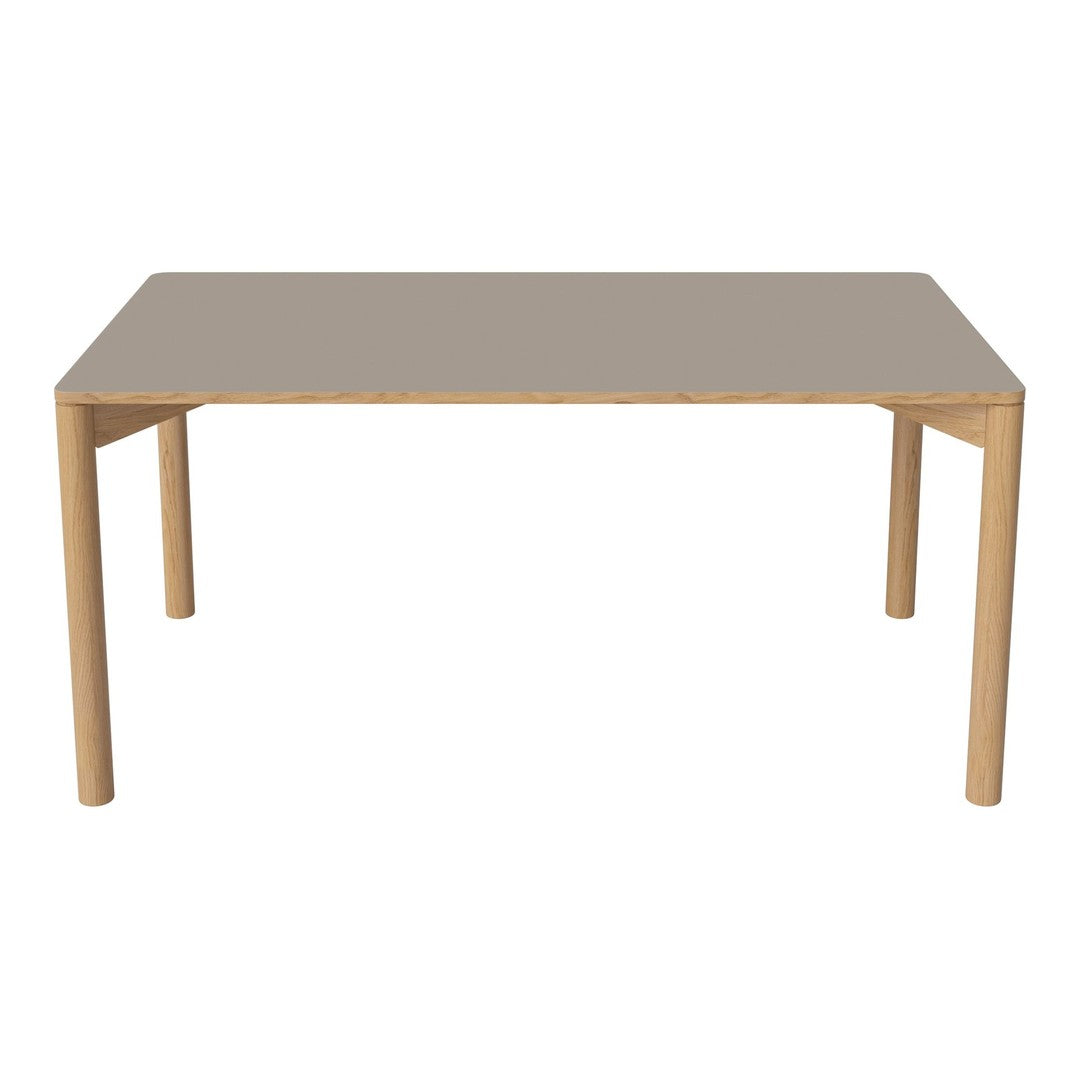 Light beige tabletop with natural wood legs, perfect for modern dining spaces. Simple, sleek design and neutral colors.