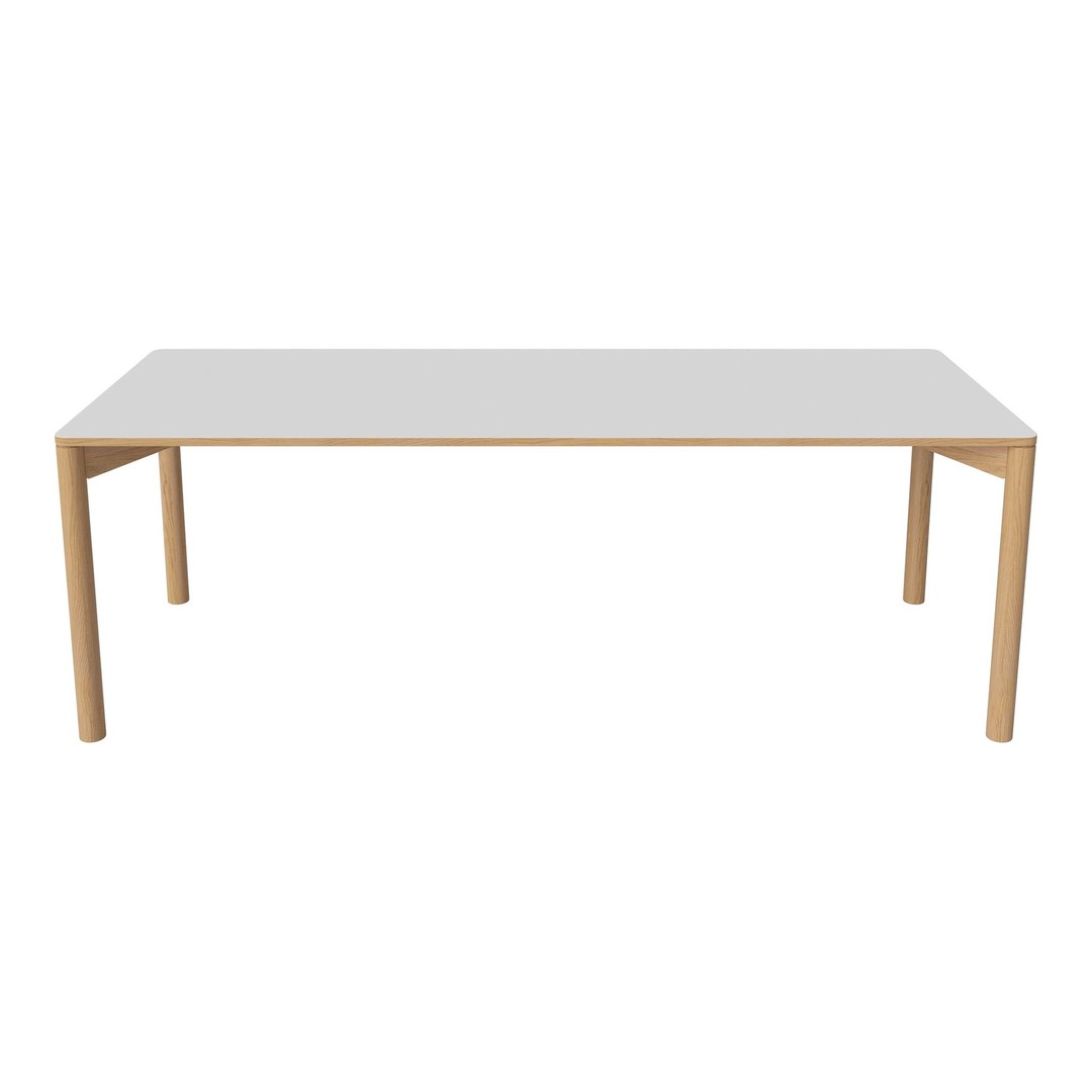 White tabletop with natural wood legs, featuring a minimalist design and smooth surfaces for a modern look.