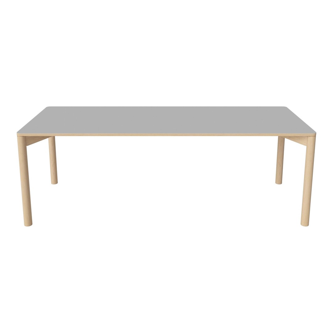 Grey tabletop with natural wood legs, featuring a sleek and minimalistic design perfect for modern decor.