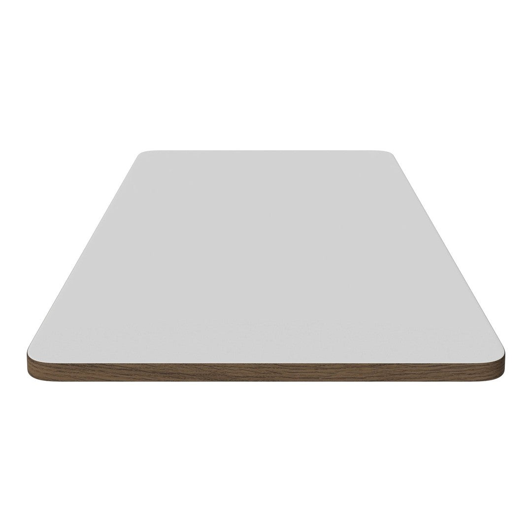 Gray tabletop with smooth finish and contrasting light brown edge. Perfect for modern decor.