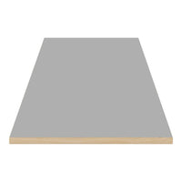 Gray tabletop with a smooth surface and natural wood edge, ideal for modern decor and versatile use.