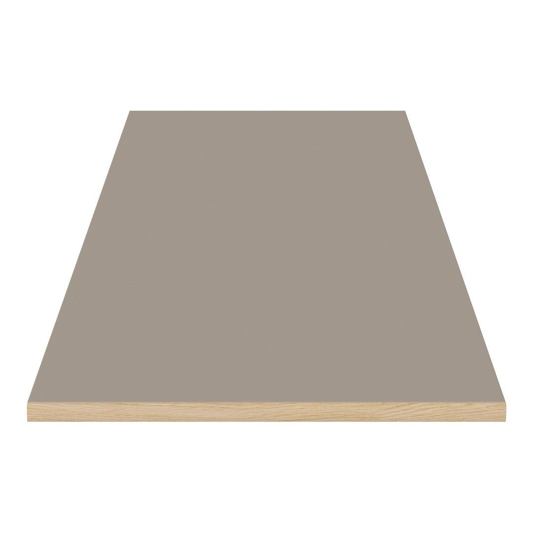 Solid taupe surface with a smooth finish and natural wood edge. Ideal for modern home decor and furniture applications.