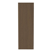 Tall, sleek cabinet in a rich, dark wood finish with a subtle, linear grain pattern. Ideal for modern spaces.