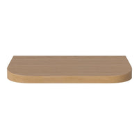 Light wood shelf with a smooth, rounded edge and natural finish, showcasing a simple, modern design.