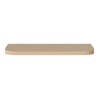 Light wood shelf with a smooth, natural grain and rounded edges, perfect for modern decor.