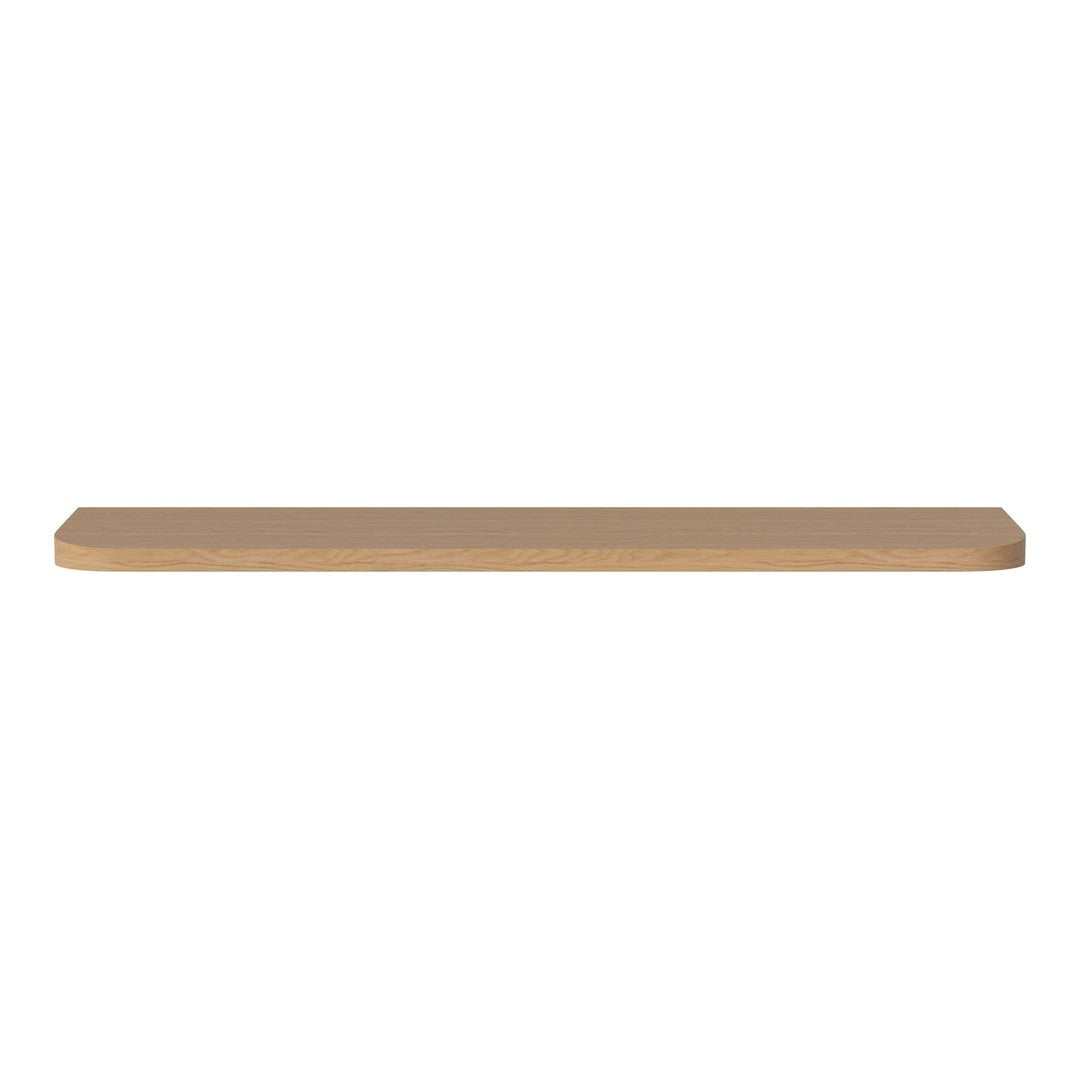 Light oak wooden shelf with a smooth, natural finish and clean lines, perfect for modern decor.