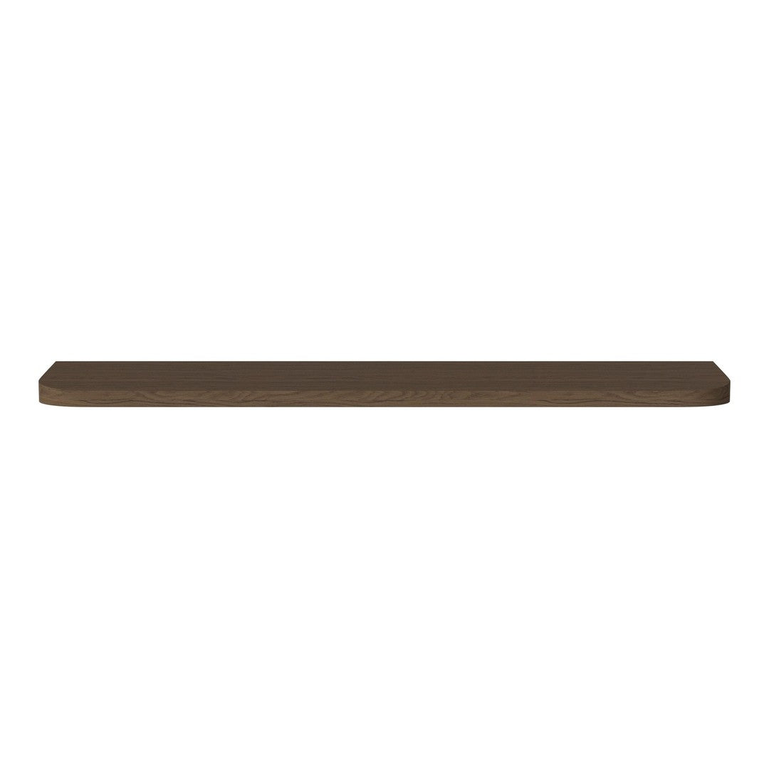 Dark brown wooden shelf with a smooth, matte finish and clean, modern edges. Ideal for minimalist decor.