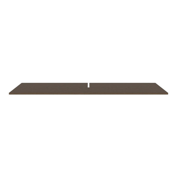Solid dark brown tabletop with a smooth finish, featuring a sleek, minimalist design and no visible patterns.