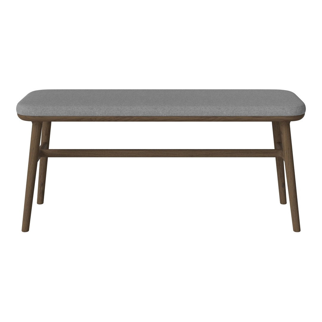Gray rectangular tabletop with a smooth finish, supported by light brown wooden legs, creating a modern minimalist look.
