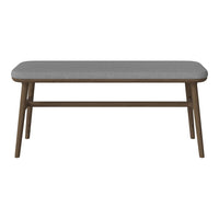 Gray rectangular tabletop with a smooth finish, supported by light brown wooden legs, creating a modern minimalist look.