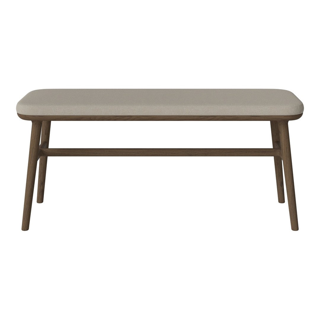 Light grey rectangular coffee table with a smooth top and a brown wooden frame. Minimalist design and sleek silhouette.