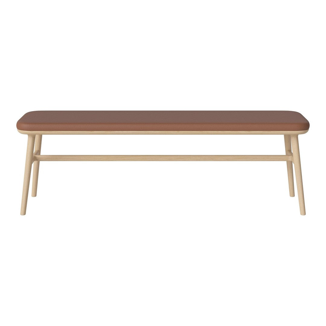 Brown wooden tabletop with light beige legs, featuring a smooth, minimalistic design and simple geometric shape.