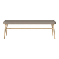 Neutral beige top with natural wood legs, featuring a sleek, minimalist design ideal for modern spaces.