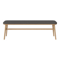 Dark gray tabletop with natural wood legs, featuring a sleek, minimalist design. Perfect for modern decor.