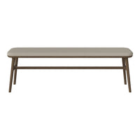 Light beige tabletop with smooth finish, paired with natural wood legs for an elegant, minimalistic design.