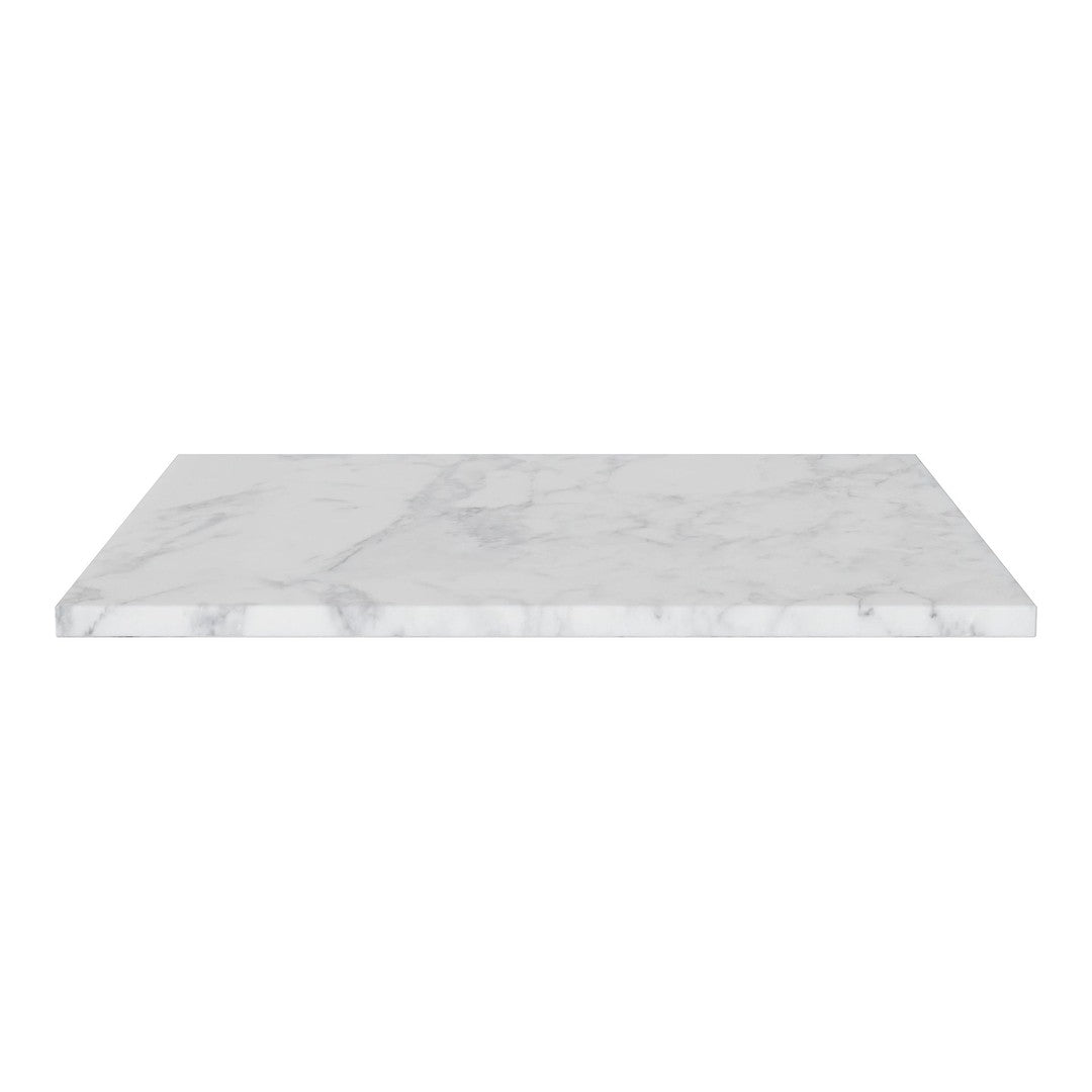 White marble countertop with subtle gray veining pattern, showcasing elegant and contemporary design.