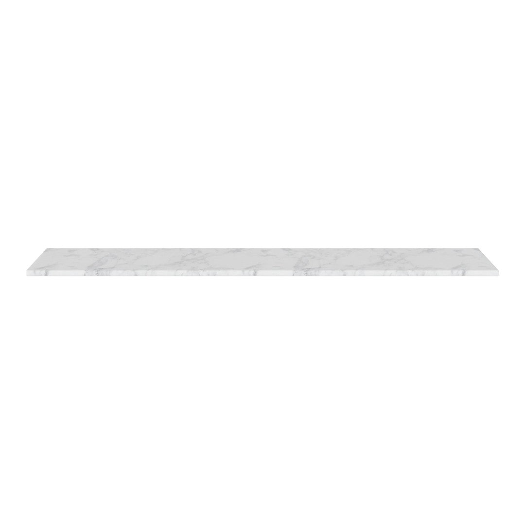 Sleek white marble shelf with subtle gray veining, perfect for modern decor.