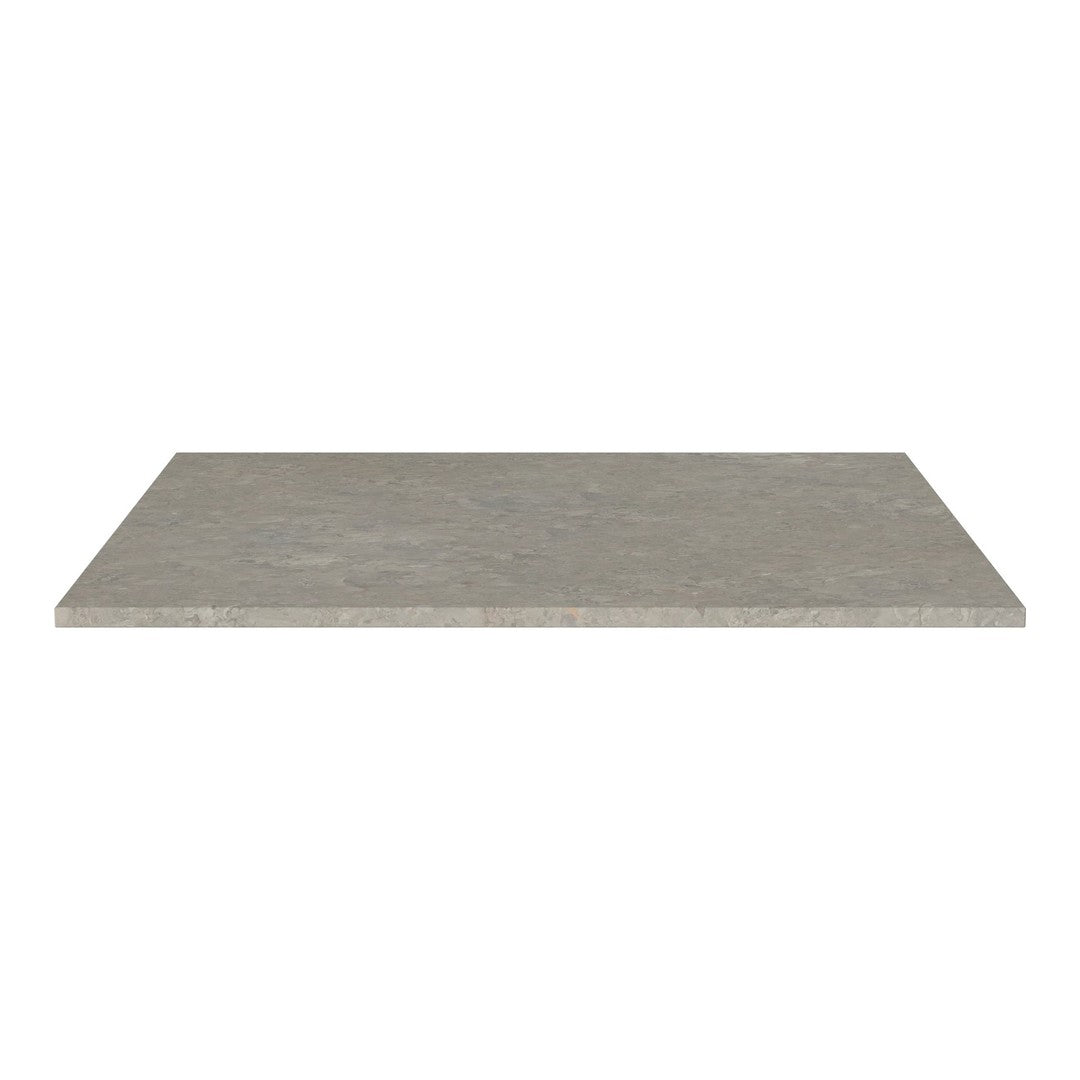 Gray concrete tabletop with a smooth, matte finish, featuring subtle speckled patterns for a modern look.