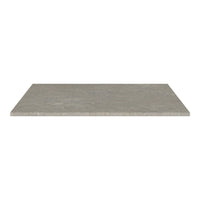 Gray concrete tabletop with a smooth, matte finish, featuring subtle speckled patterns for a modern look.